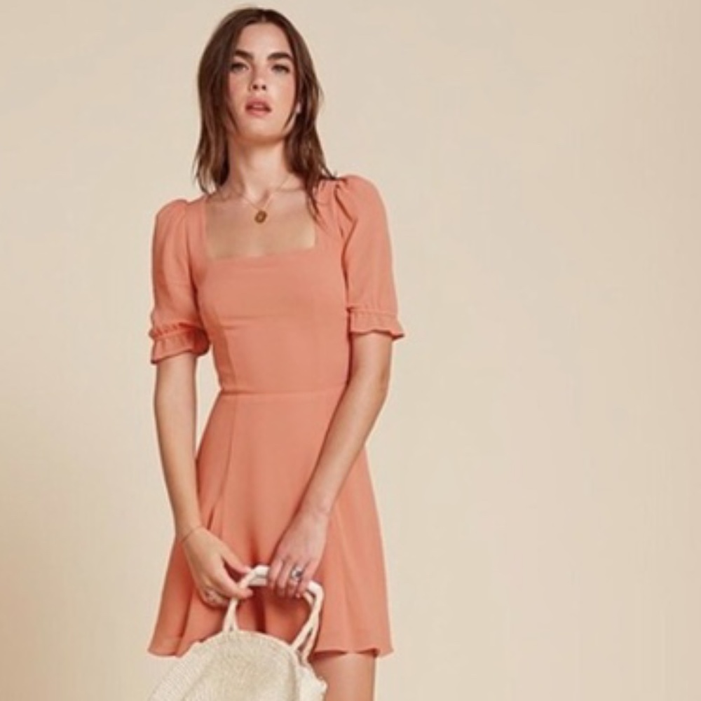 Reformation Klaudia Dress in Peach